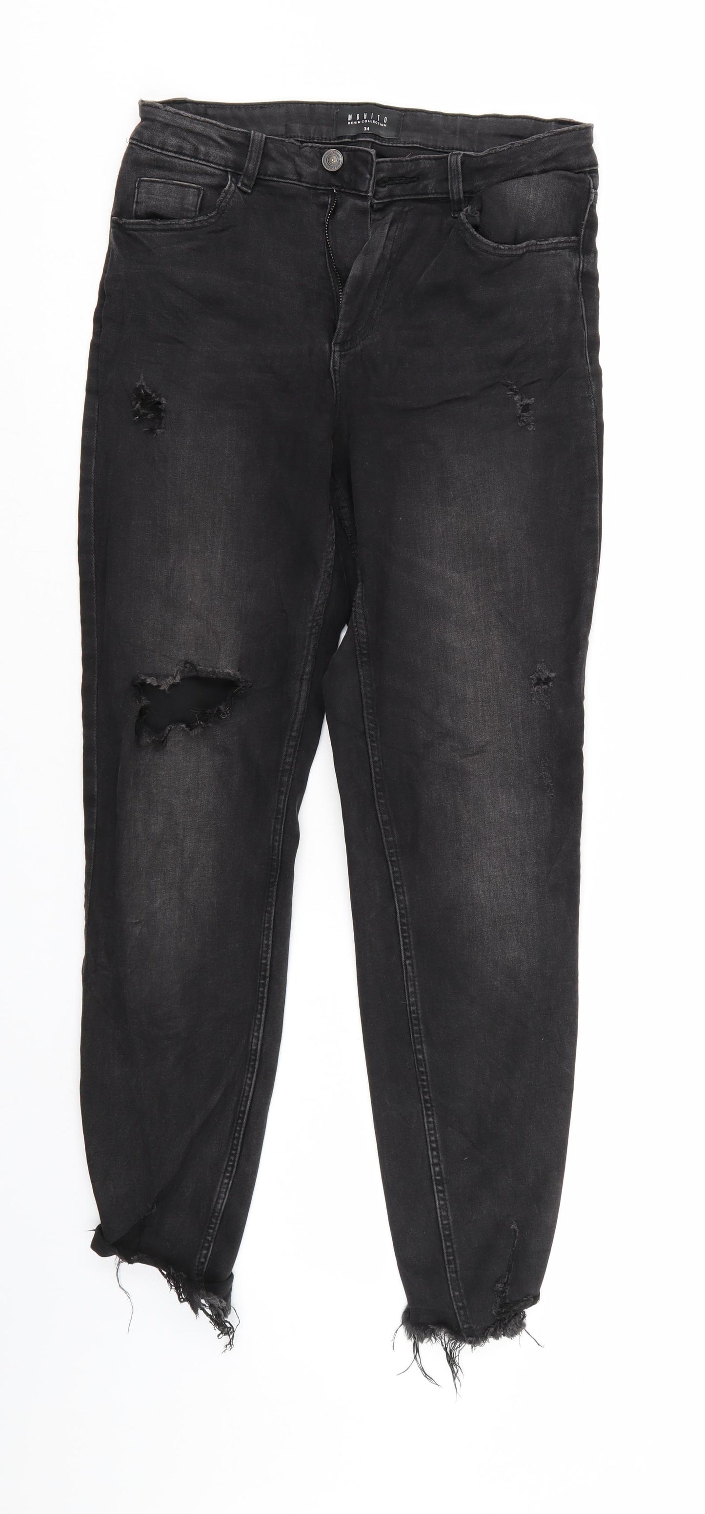 MOHITO Womens Black  Denim Tapered Jeans Size 6 L26 in