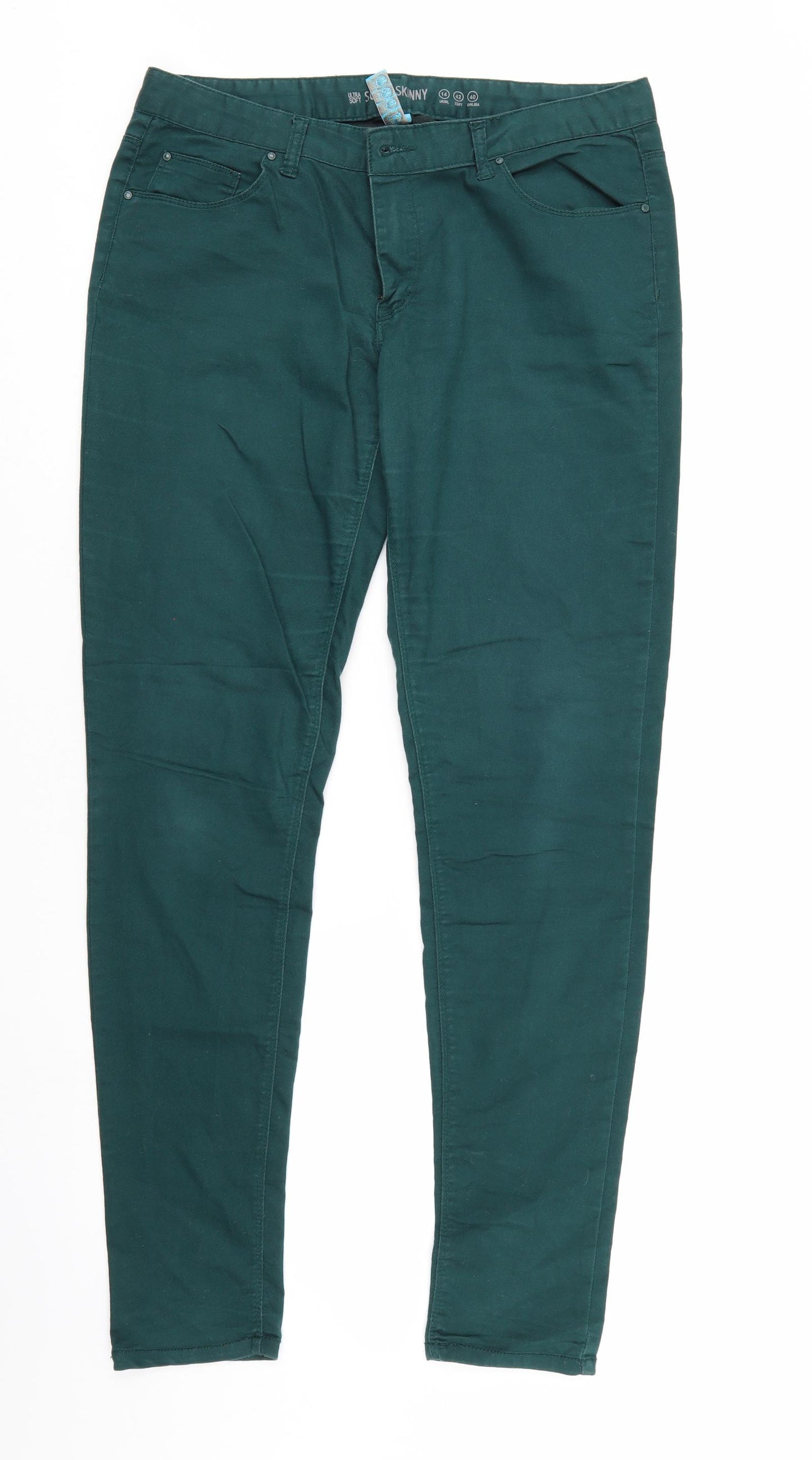 Denim & Co. Womens Green  Denim Tapered Jeans Size 14 L31 in