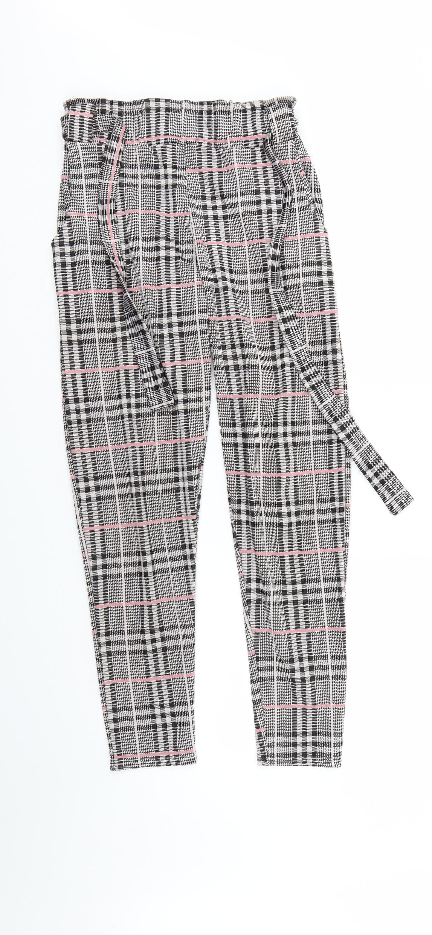 Quiz Womens Multicoloured Check  Trousers  Size 10 L27 in