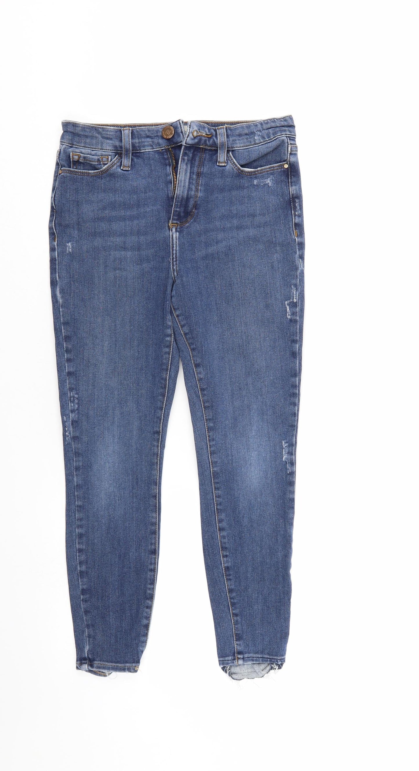 River Island Womens Blue  Denim Cropped Jeans Size 8 L22 in - Elastic Waist
