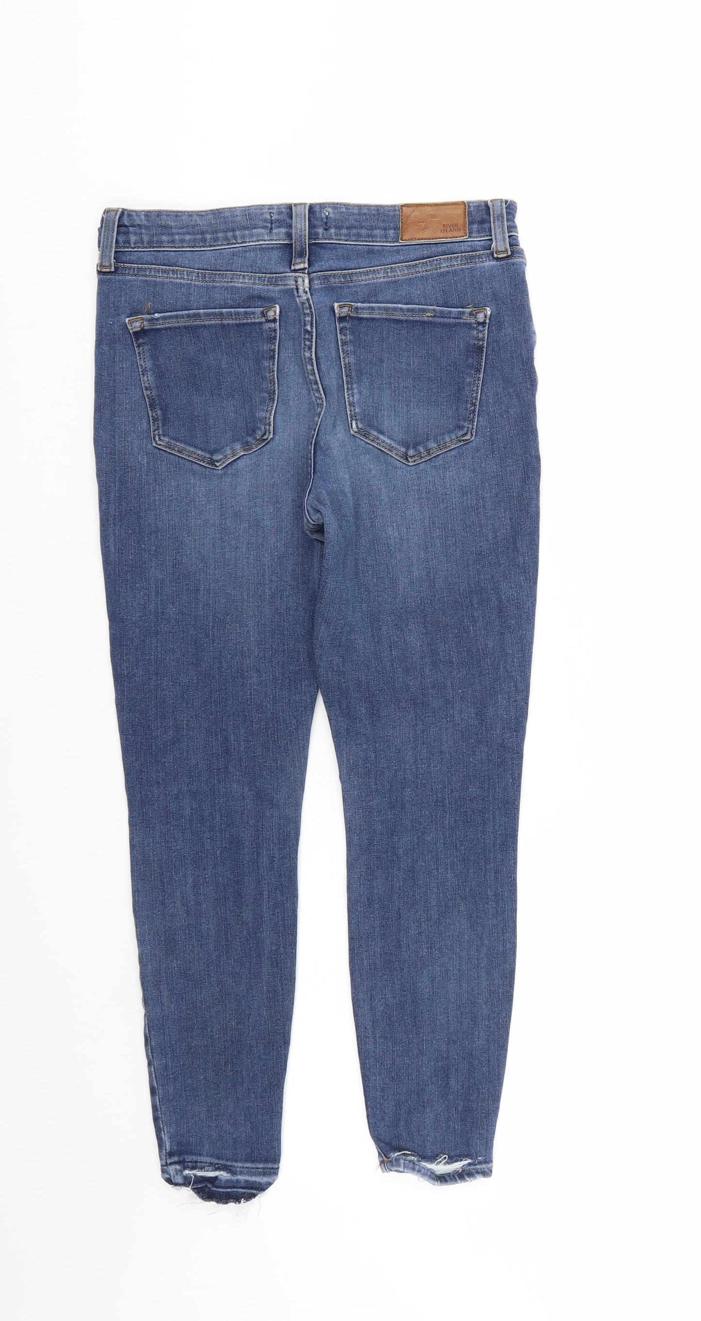 River Island Womens Blue  Denim Cropped Jeans Size 8 L22 in - Elastic Waist