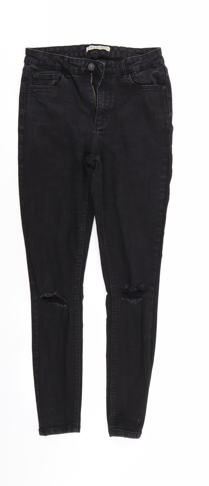 Denim & Co. Womens Black Denim Tapered Jeans Size 12 L26 in - Elastic Waist