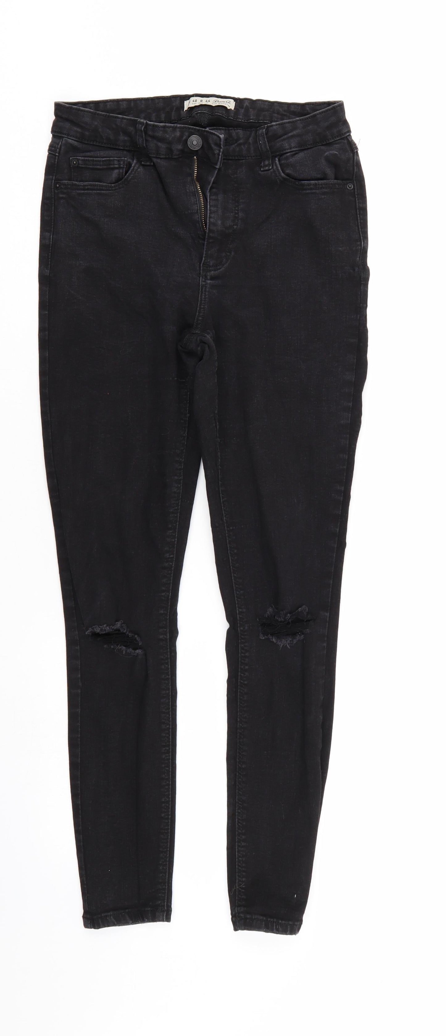 Denim & Co. Womens Black  Denim Tapered Jeans Size 12 L26 in - Elastic Waist