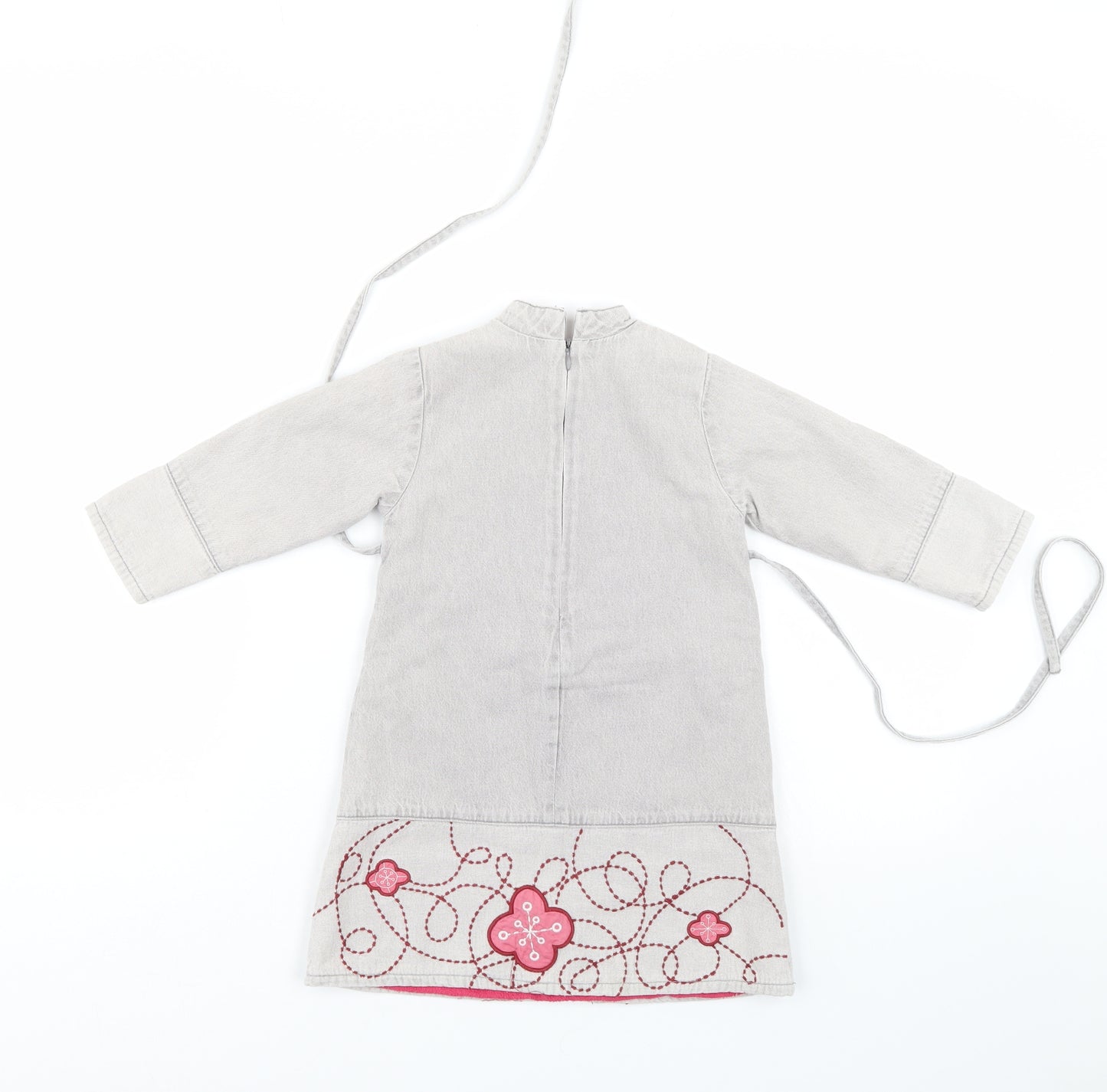 Du parseil Girls Grey Floral  Pinafore/Dungaree Dress  Size 24 Months