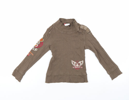 Front view of Catimini girls’ green jumper, size 4, years - battleship green colour