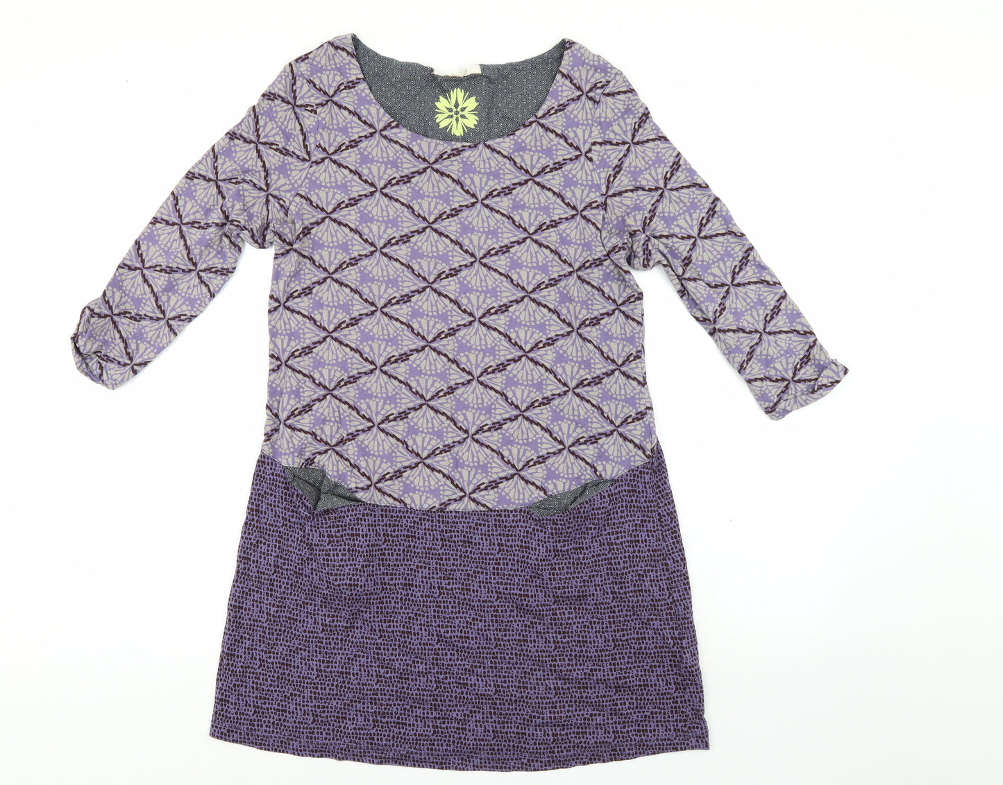 White Stuff Womens Purple Geometric  Skater Dress  Size 10