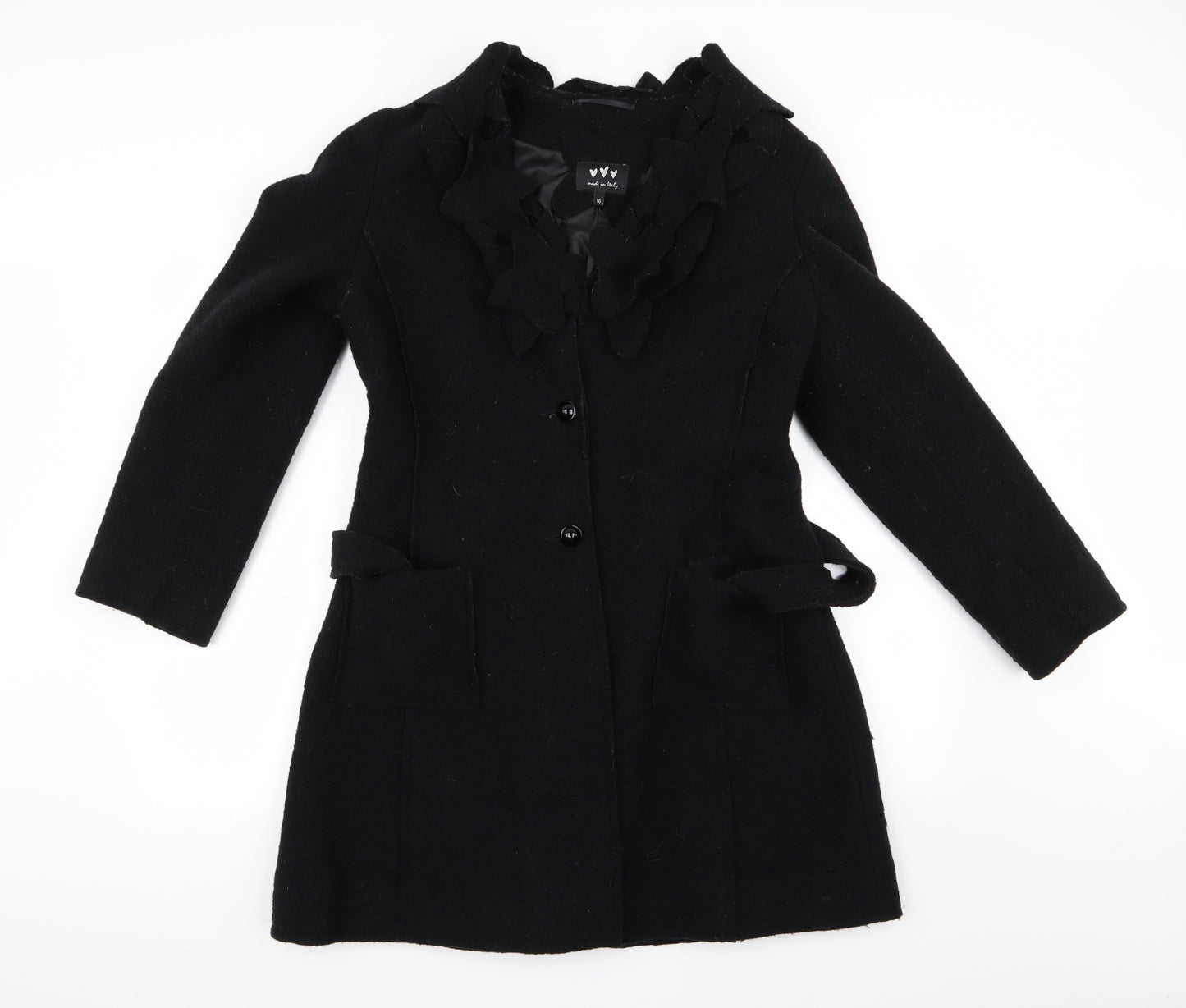 Preworn Womens Black   Overcoat Coat Size 16