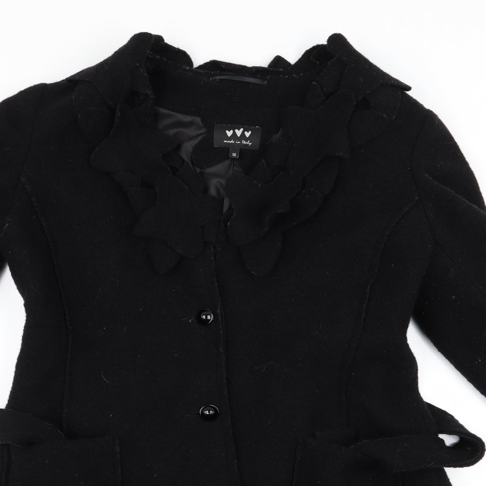 Preworn Womens Black   Overcoat Coat Size 16