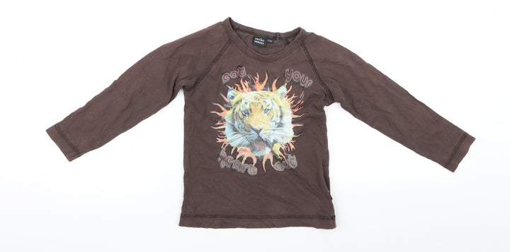 Preworn Boys Brown  Rayon Basic T-Shirt Size 2 Years