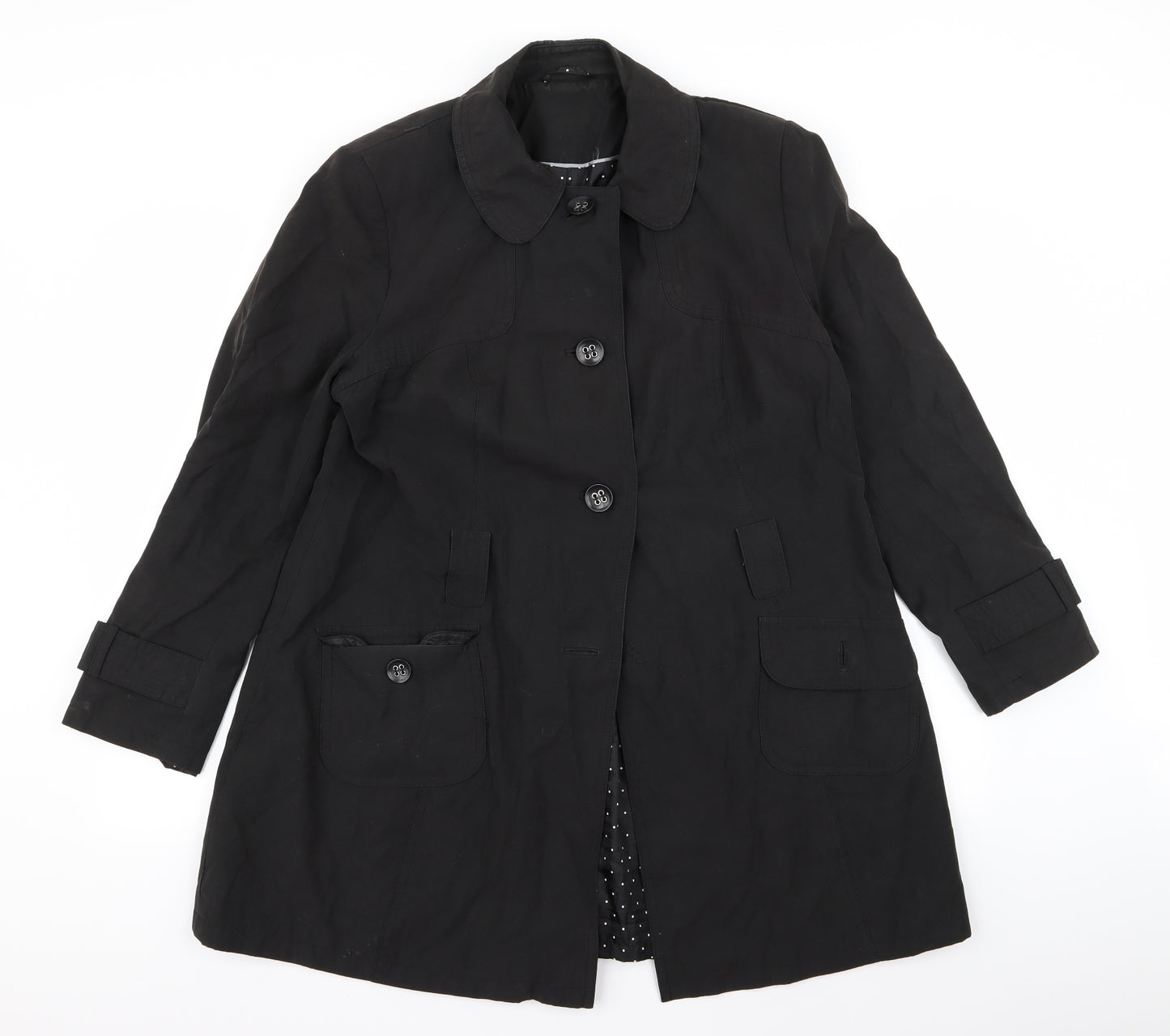 Preworn Womens Black   Overcoat Coat Size 16