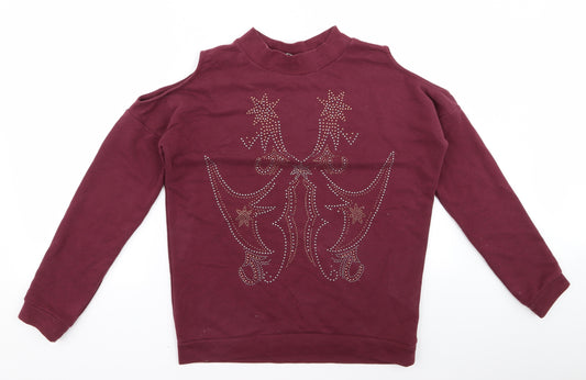Front view of Preworn girls’ red rayon jumper, size 10, years