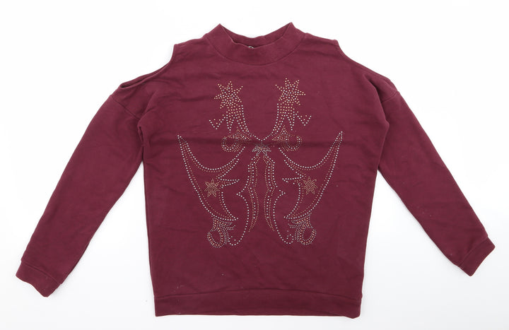 Preworn Girls Red  Rayon Pullover Jumper Size 10 Years