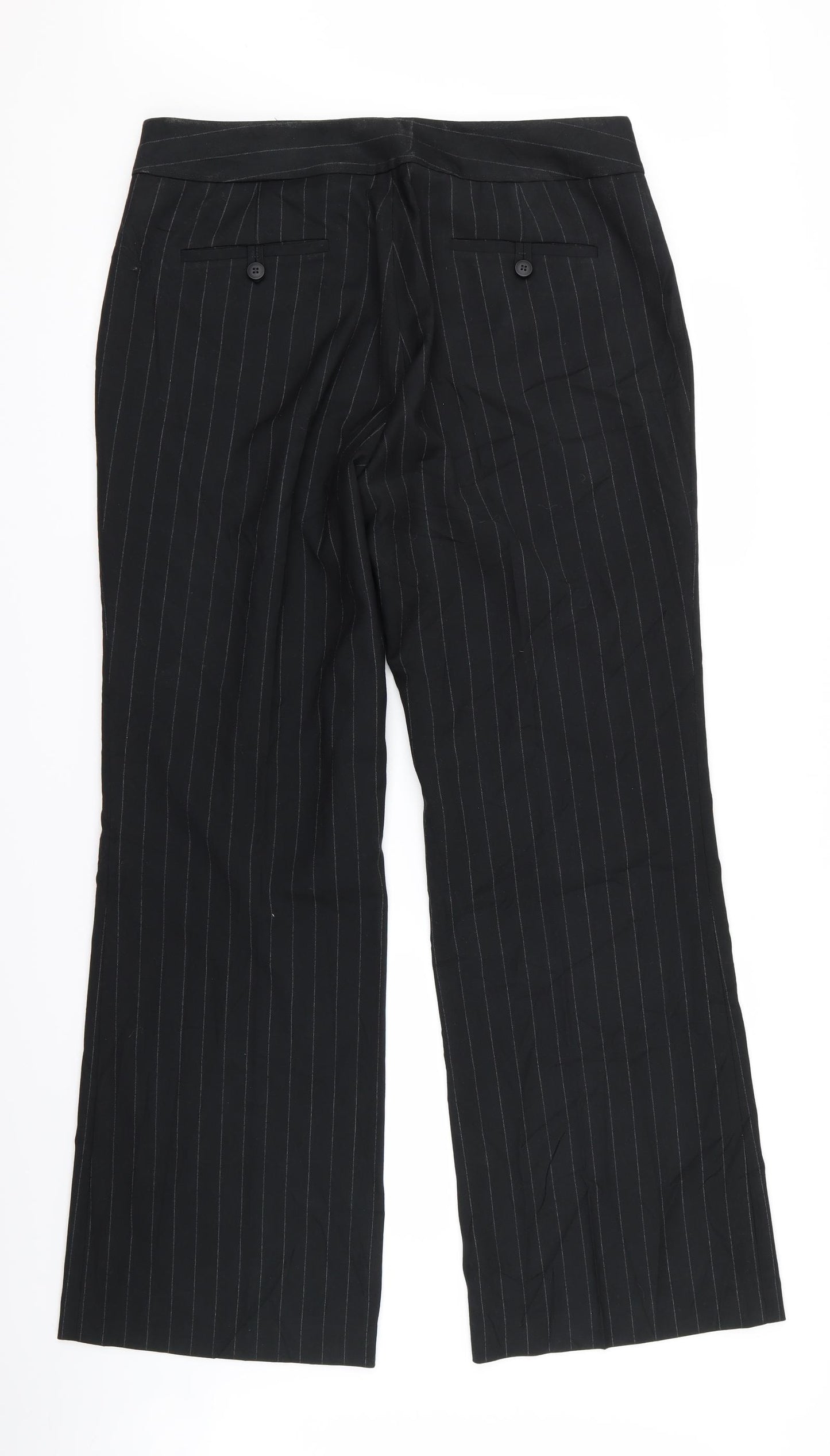 Preworn Mens Black Striped  Trousers  Size 16 L33 in