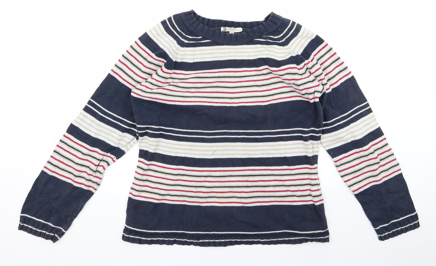 Preworn Girls Blue Striped  Pullover Jumper Size M