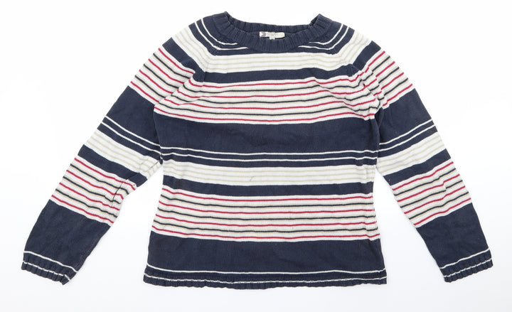 Preworn Girls Blue Striped  Pullover Jumper Size M