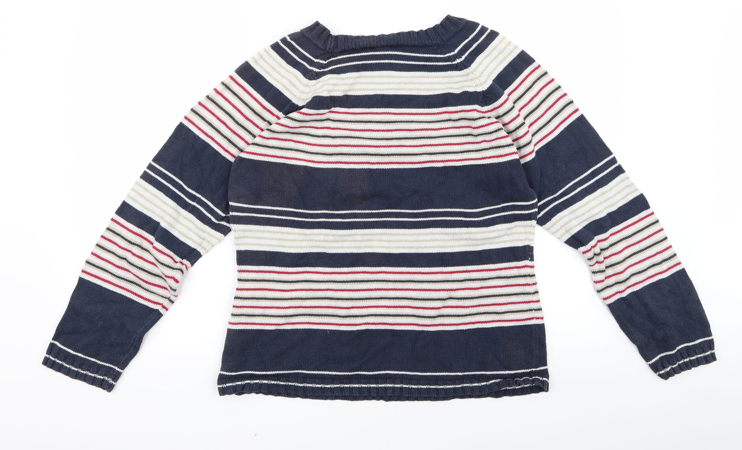 Preworn Girls Blue Striped  Pullover Jumper Size M