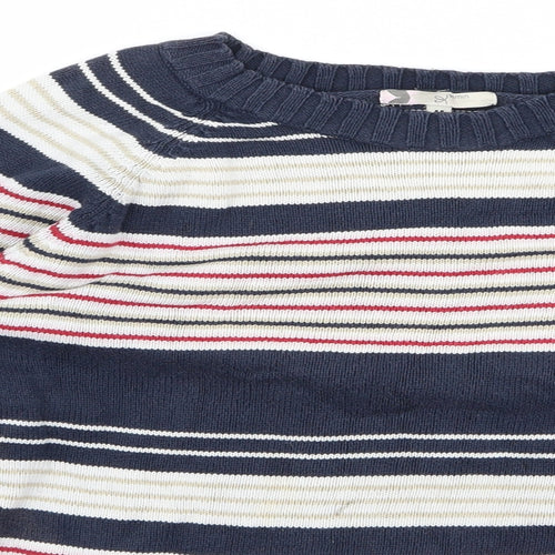 Preworn Girls Blue Striped  Pullover Jumper Size M