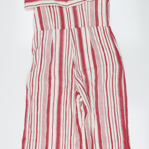 Oasis Womens Red Striped  Jumpsuit One-Piece Size 10 L20 in