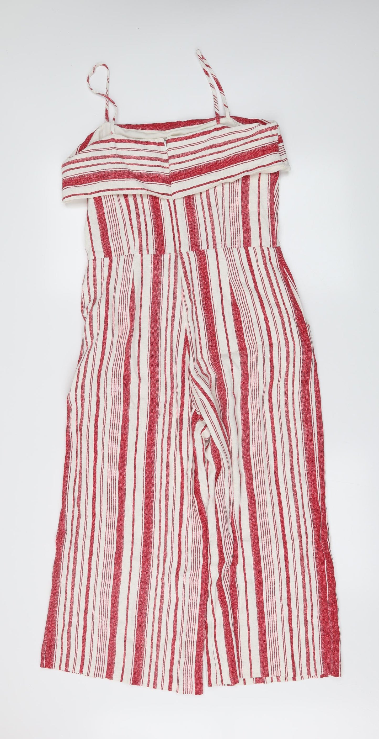 Oasis Womens Red Striped  Jumpsuit One-Piece Size 10 L20 in