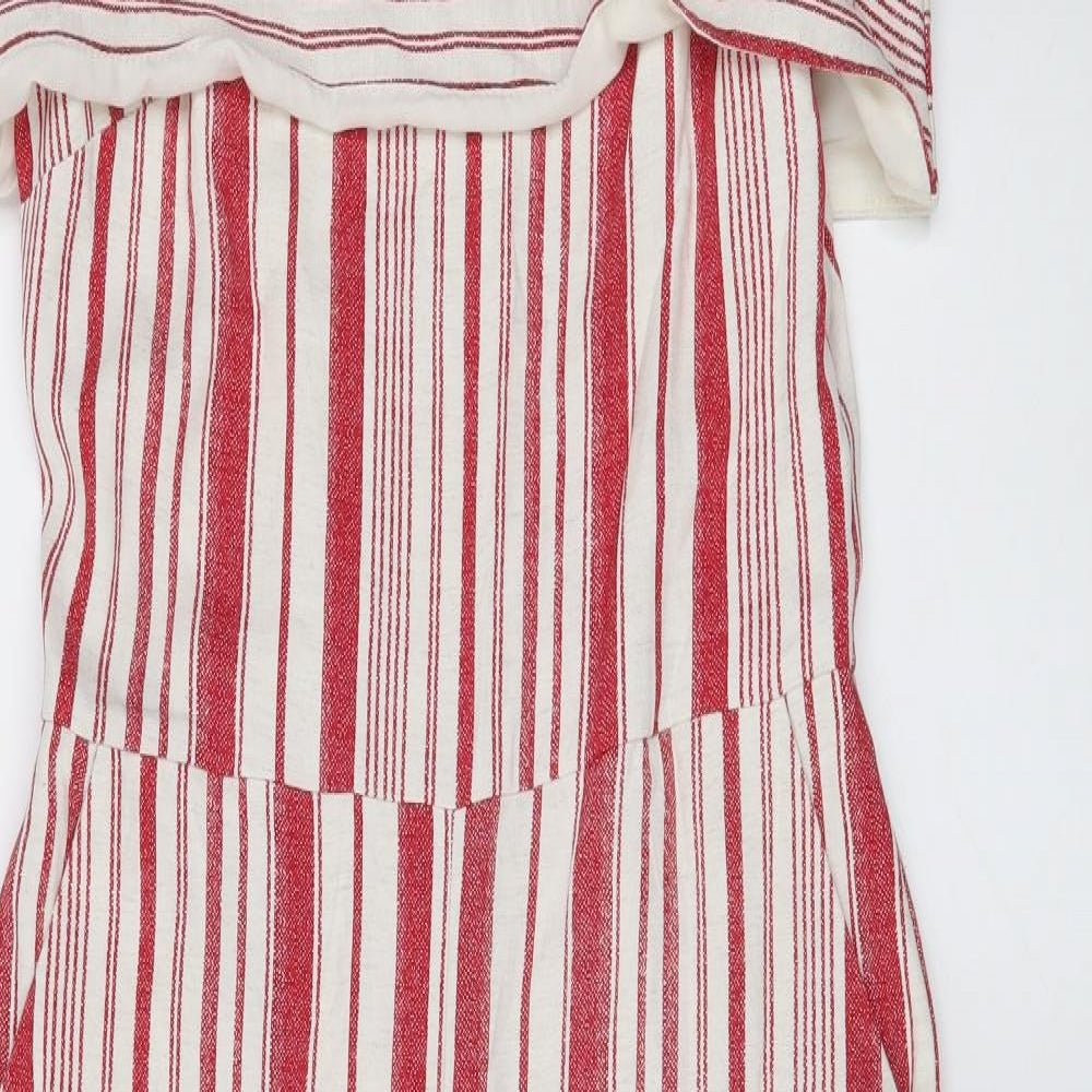 Oasis Womens Red Striped  Jumpsuit One-Piece Size 10 L20 in