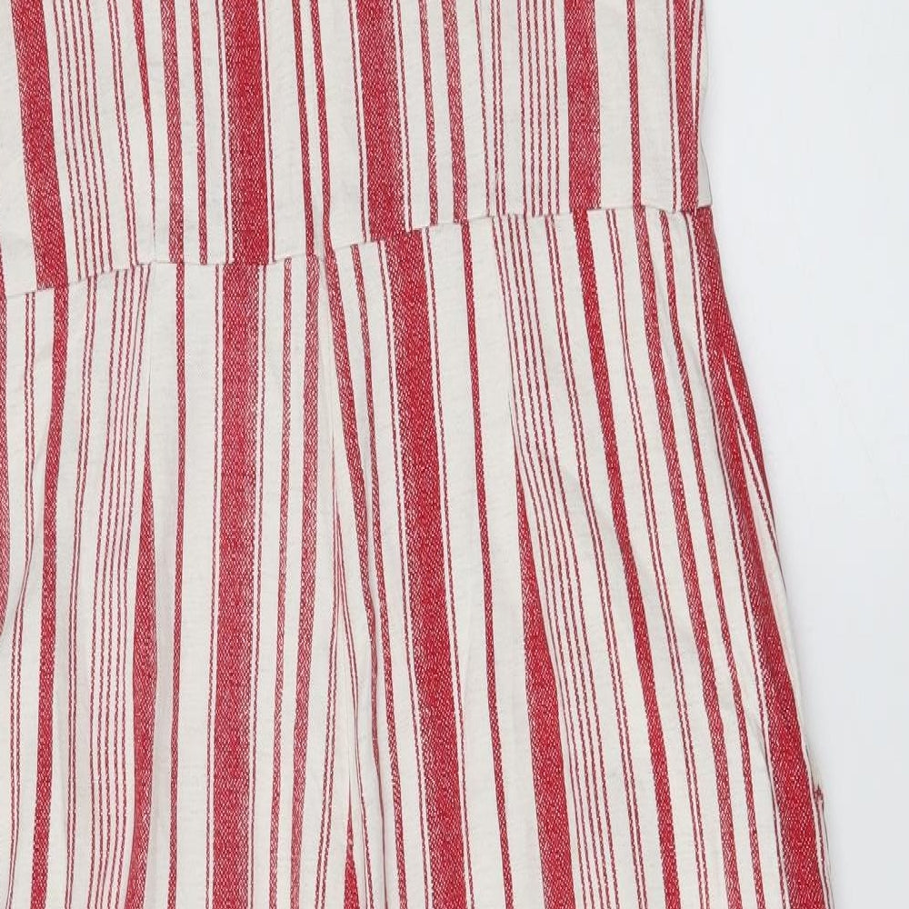Oasis Womens Red Striped  Jumpsuit One-Piece Size 10 L20 in