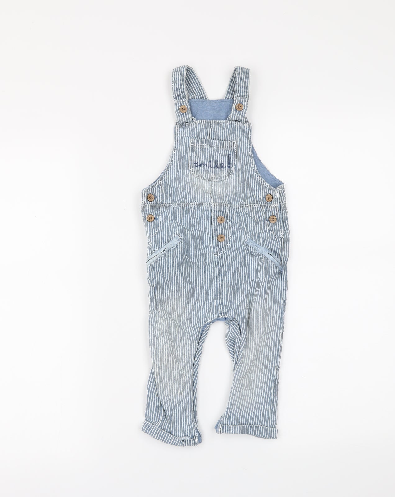 NEXT Boys Blue Striped  Dungaree One-Piece Size 12-18 Months