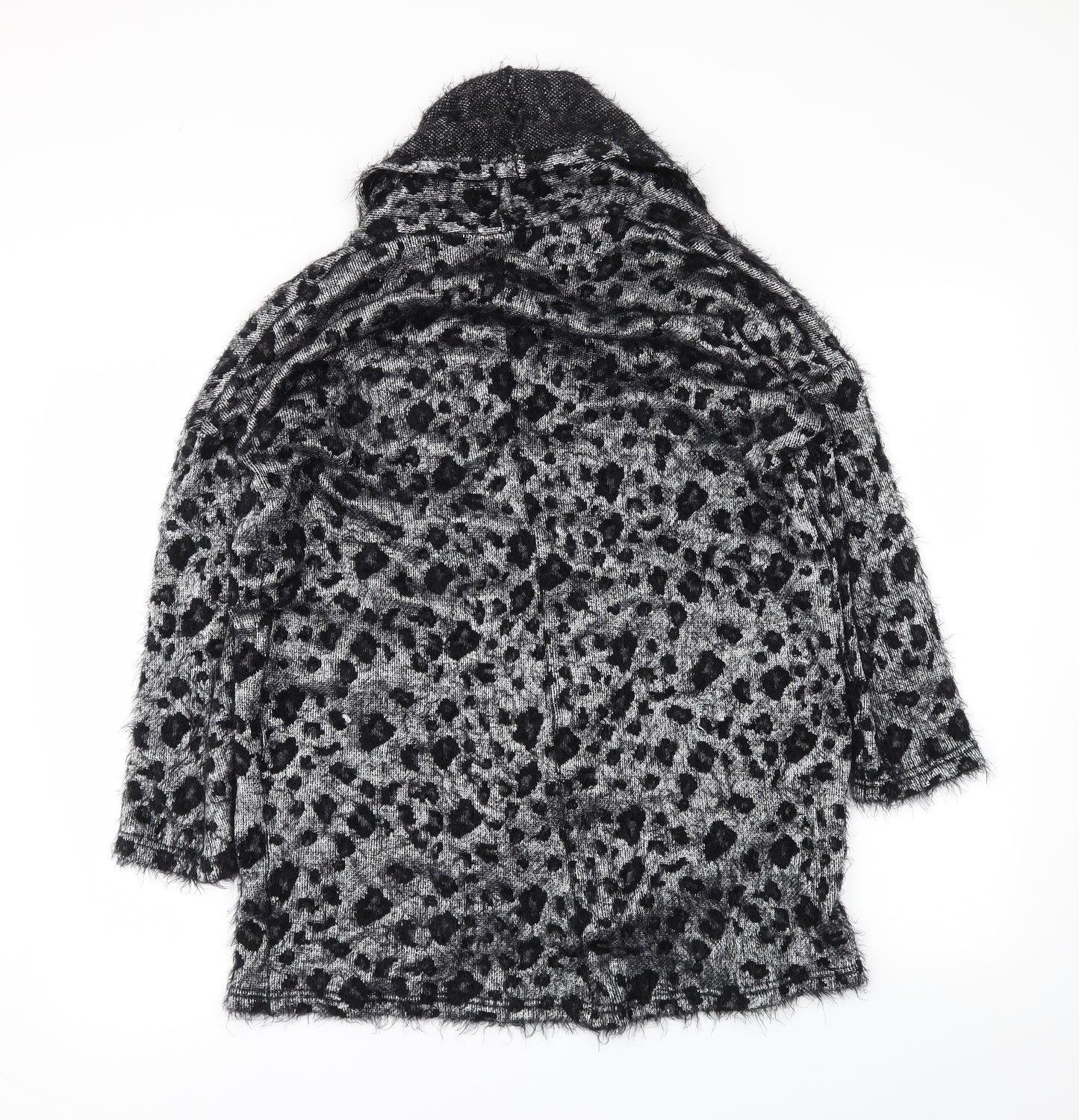 goldie  Womens Black Animal Print  Kimono Coatigan Size S