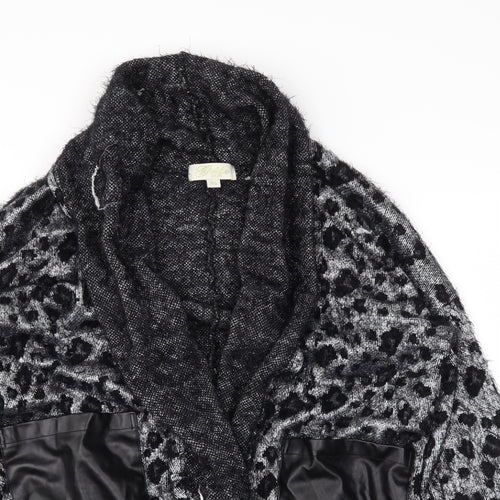 goldie  Womens Black Animal Print  Kimono Coatigan Size S