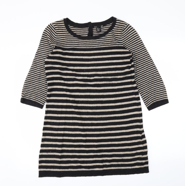 H&M Womens Black Striped  Tunic Blouse Size S