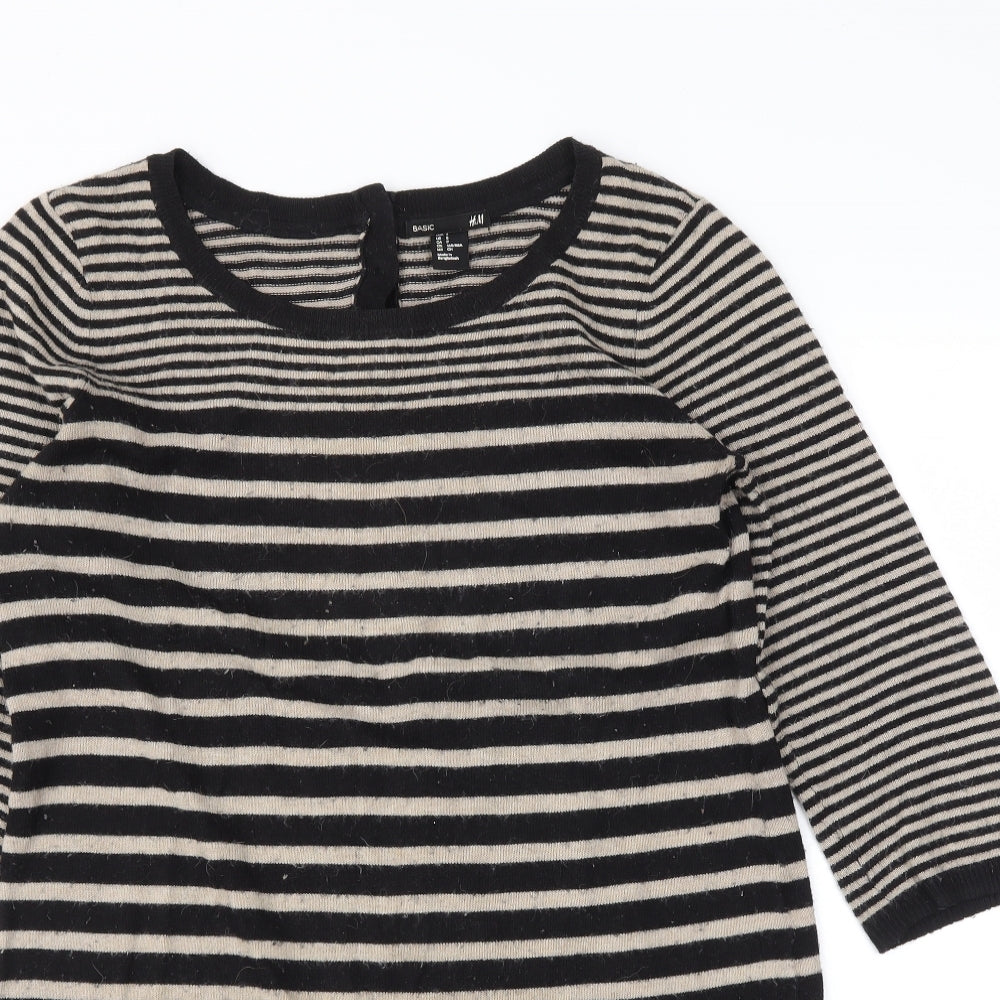 H&M Womens Black Striped  Tunic Blouse Size S