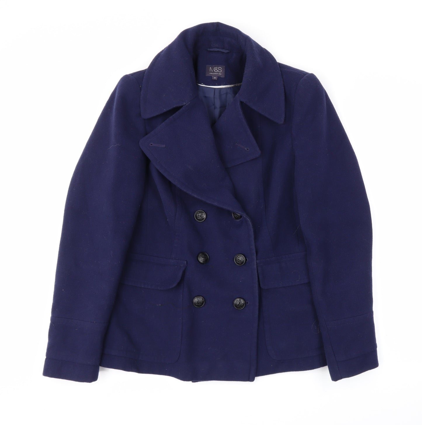 M&S Womens Blue   Overcoat Coat Size 12