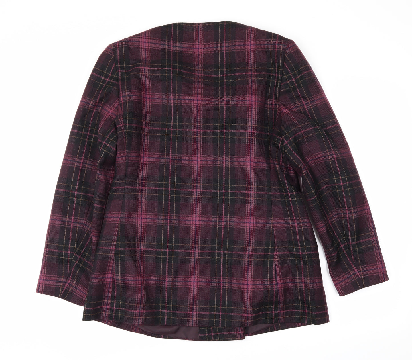 Woolmark Womens Purple Plaid  Pea Coat Blazer Size 16