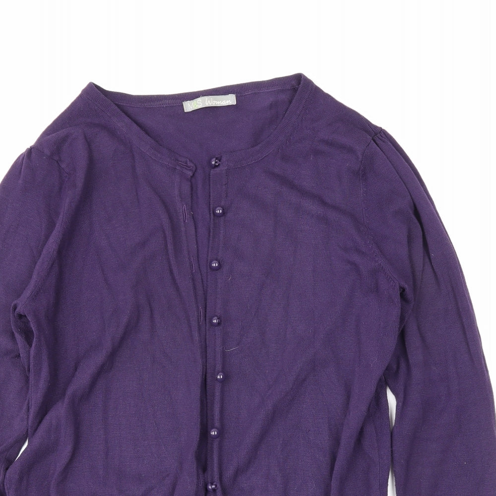 M&S Womens Purple   Cardigan Jumper Size 14