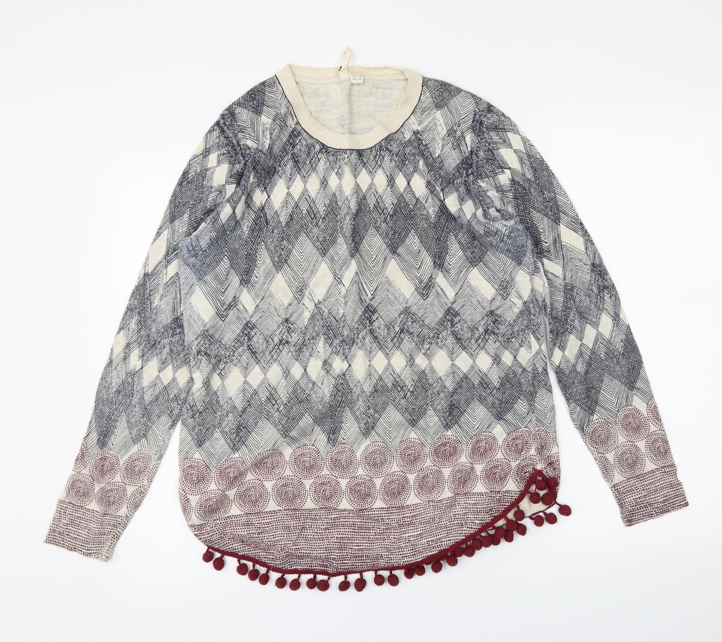 White Stuff Womens Blue Herringbone  Tunic T-Shirt Size 12