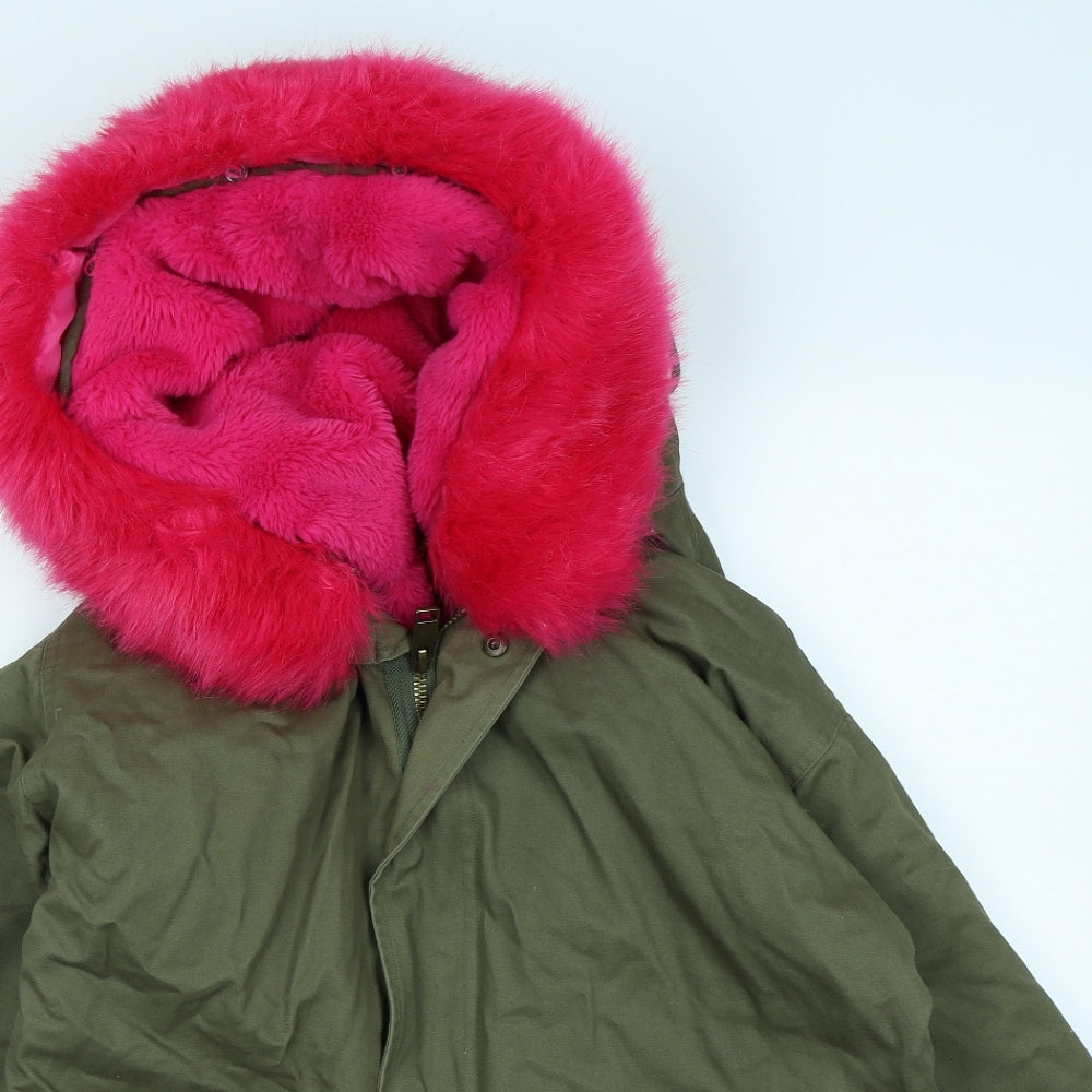 Literally Slay Womens Green   Parka Coat Size 14