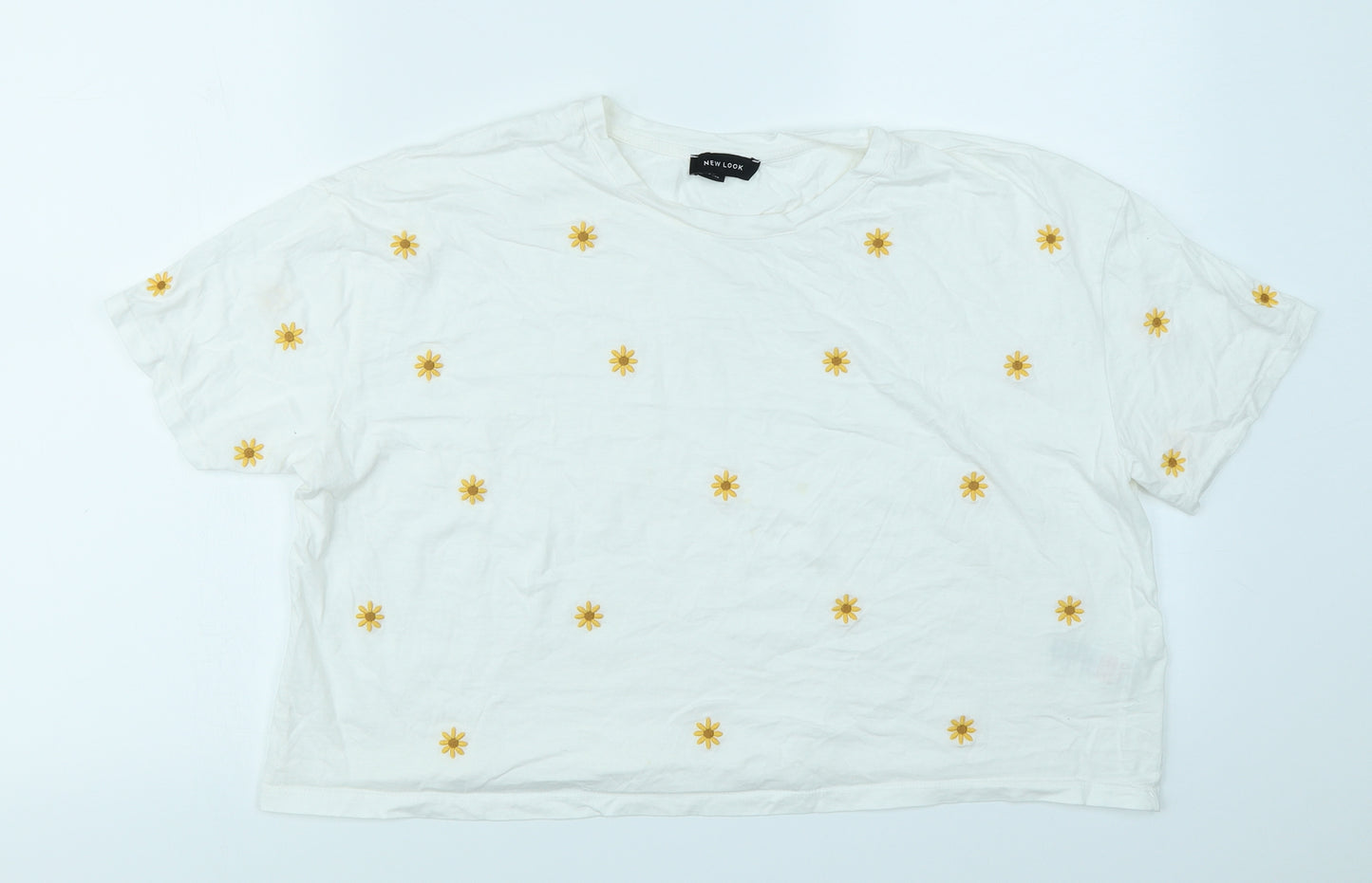 New Look Womens White   Cropped T-Shirt Size 16