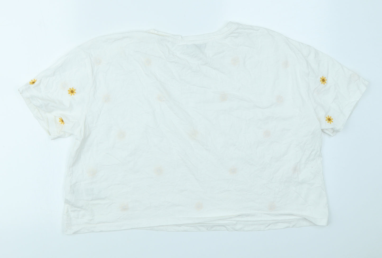 New Look Womens White   Cropped T-Shirt Size 16