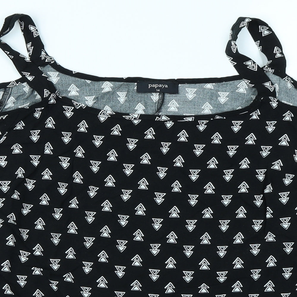 Papaya Womens Black Geometric  Basic Blouse Size 14  - Cold Shoulder