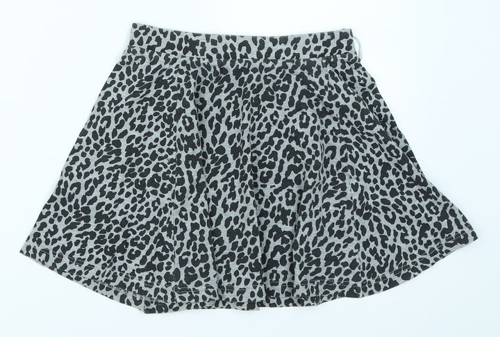 Soto Girls Grey Animal Print  Flare Skirt Size 11 Years