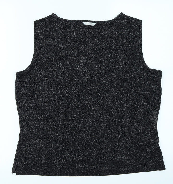 St Michael Womens Black Basic T-Shirt Size 16