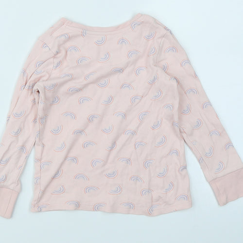 George Girls Pink   Basic T-Shirt Size 4-5 Years  - rainbow pattern