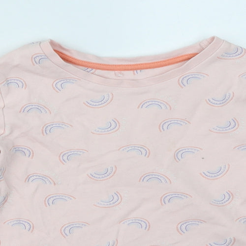 George Girls Pink   Basic T-Shirt Size 4-5 Years  - rainbow pattern
