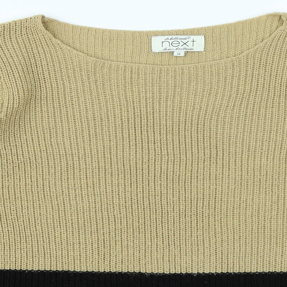 NEXT Womens Brown Striped Knit Pullover Jumper Size 16