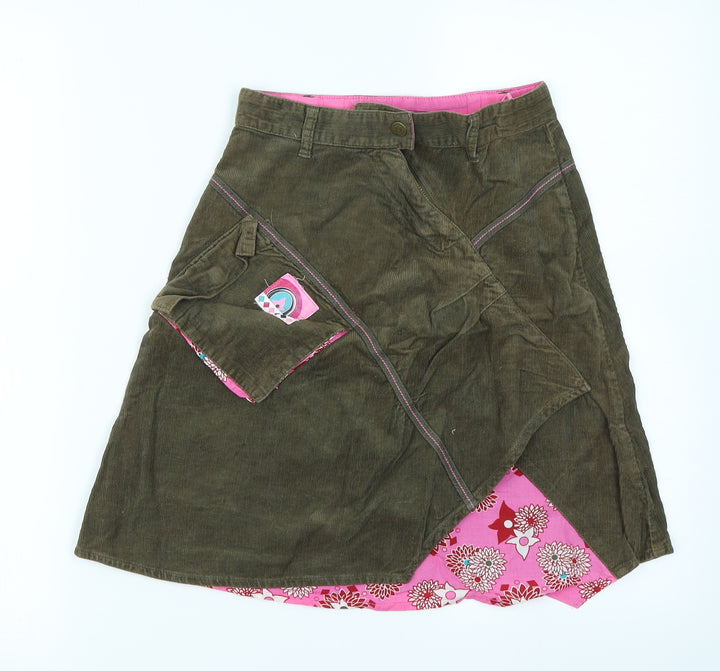 La Compagnie des Petits Girls Green  Corduroy A-Line Skirt Size 8 Years