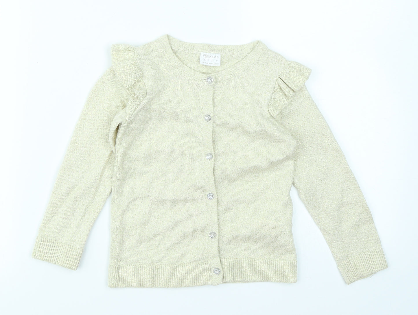 F&F Girls Beige  Knit Cardigan Jumper Size 2-3 Years