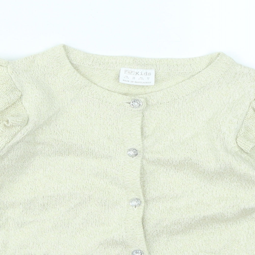F&F Girls Beige  Knit Cardigan Jumper Size 2-3 Years