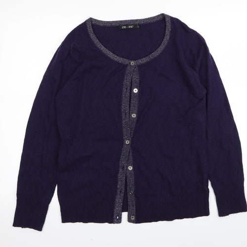 ze-ze Womens Purple   Cardigan Jumper Size L