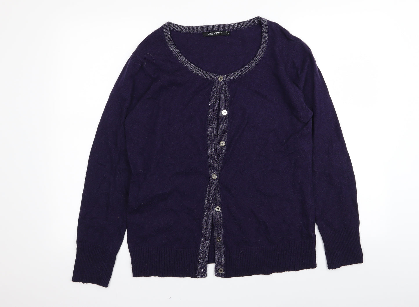 ze-ze Womens Purple   Cardigan Jumper Size L