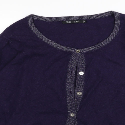 ze-ze Womens Purple   Cardigan Jumper Size L