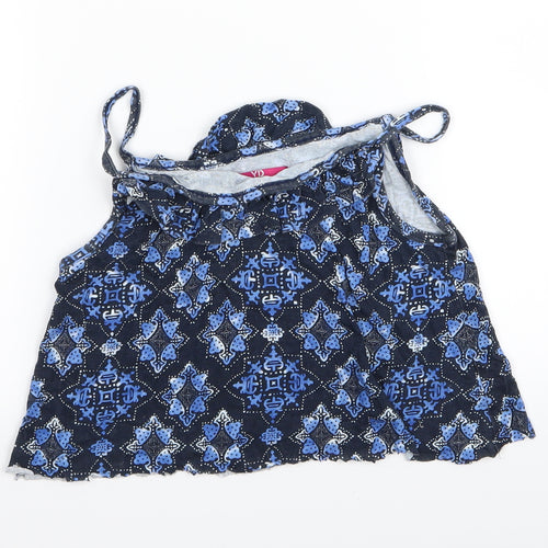 YD Girls Blue Geometric  Camisole Tank Size 11-12 Years  - crop